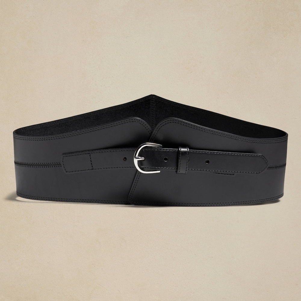 Banana Republic Leather Corset Waist Belt black Medium